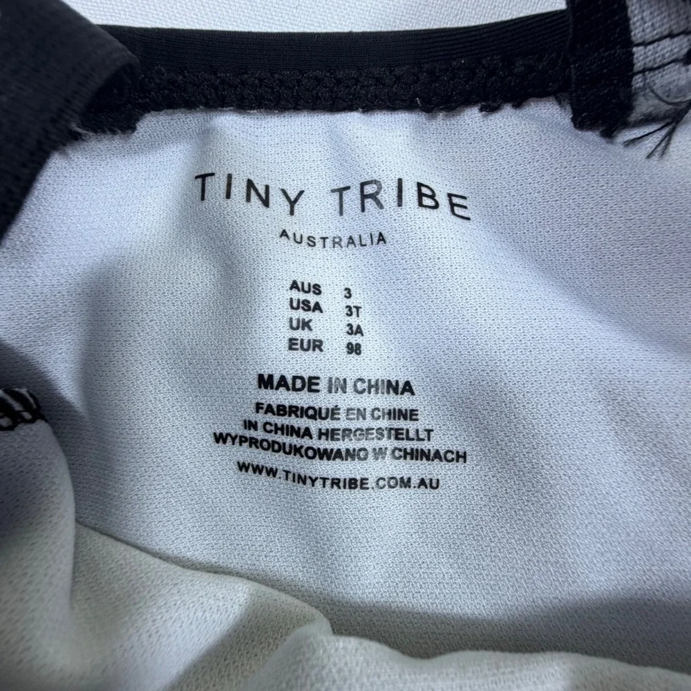 Tiny Tribe Australia Girls 3T Black Swan Peplum One Piece Swimsuit Logo Straps